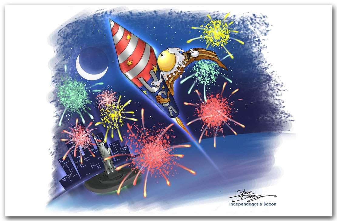 Eggs & Bacon Series "IndependEggs & Bacon" Fine Art Paper Print