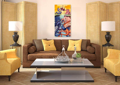 Mounted, Signed, Limited Edition, Giclee on Canvas of Afternoon Delight painting in living room