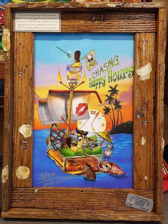 "Chasing Happy Hours" Lobster Trap Framed Mini-Canvas
