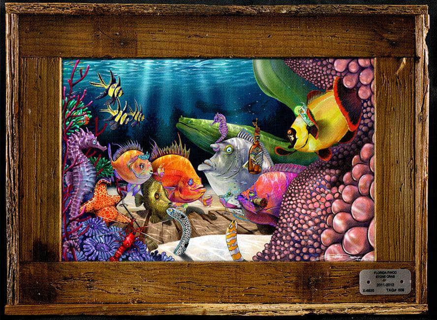 "Anemones Closer" Lobster Trap Framed Mini-Canvas