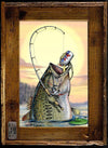 "Bass Me a Beer" Authentic Lobster Trap Frame with Mini-Canvas Giclee