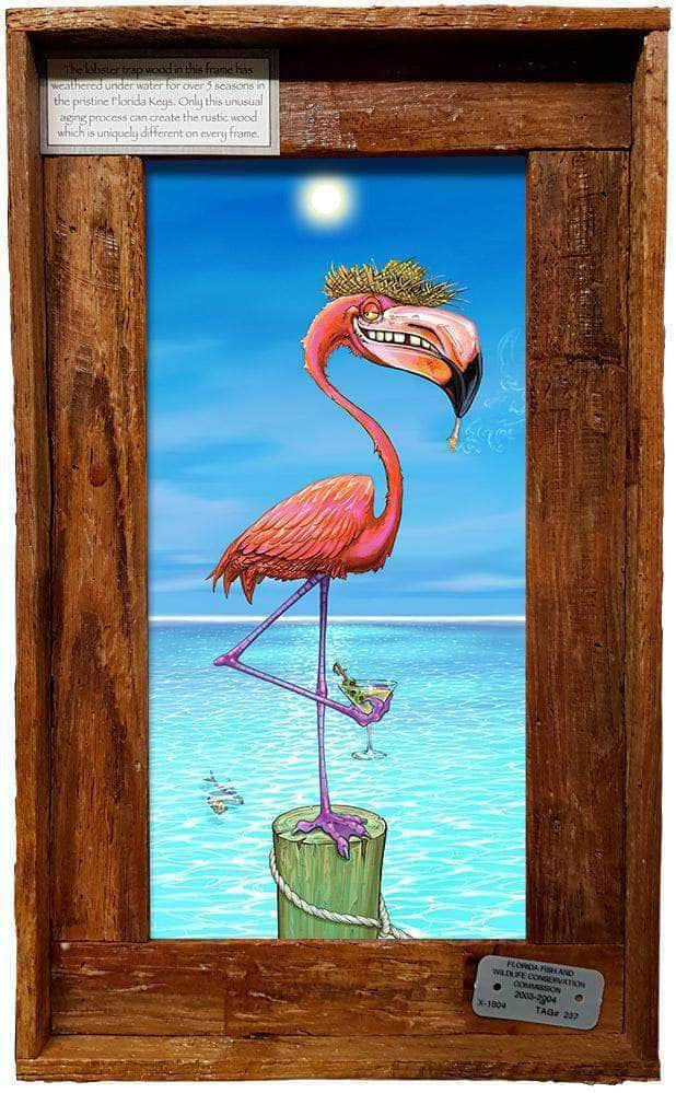 "Dirty Flamingo" Lobster Trap Framed Mini-Canvas