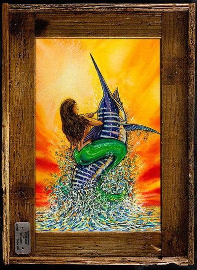 "Live Bait" Authentic Lobster Trap Frame with Mini-Canvas Giclee