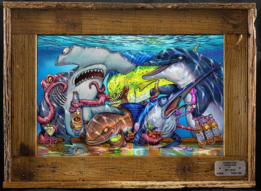 Cheers Too Lobster Trap Framed Mini-Canvas - Steve Diossy Marine Artist