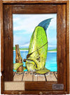 "Old Salty" Authentic Lobster Trap Frame with Mini-Canvas Giclee