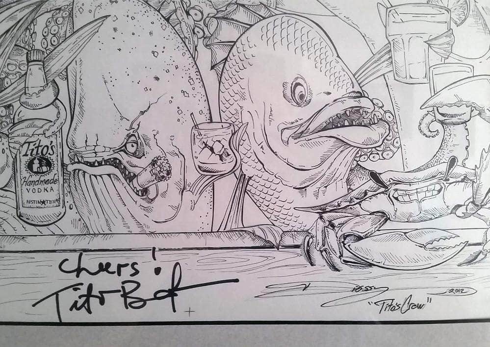 Original Pen/Ink "Tito's Cheers" by Diossy