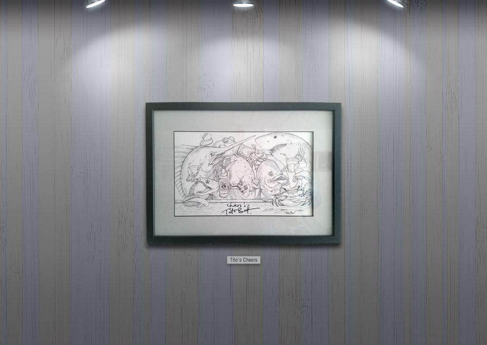 Original Pen/Ink "Tito's Cheers" by Diossy