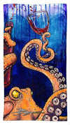 octopus the connoisseur beach towel vertical