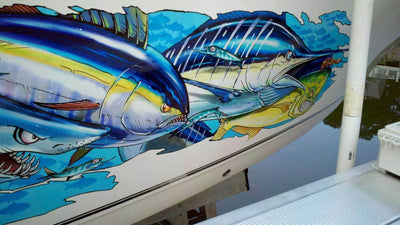 Large Premium Vinyl Boat Decal Wrap with Custom Name - Steve Diossy Marine  Artist