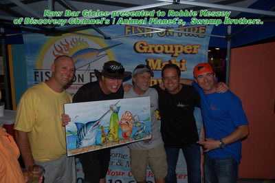 Raw Bar Giclee presented to Robbie Keszey of Discovery Channel's / Animal Planet's,  Swamp Brothers.