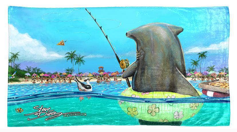 "Shark Fishing" Premium Beach Towel