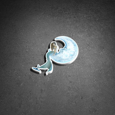 Mermaid in the Moon Mini Sticker - Steve Diossy Marine Artist
