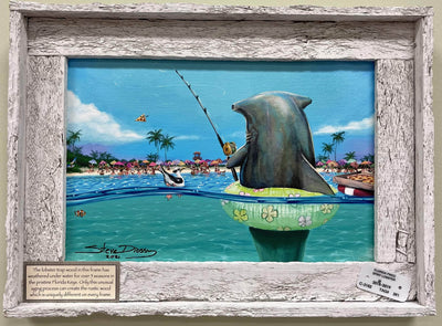"Shark Fishing" Lobster Trap Framed Mini-Canvas