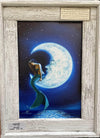 "Mermaid in the Moon" Authentic Lobster Trap Frame with Mini-Canvas Giclee