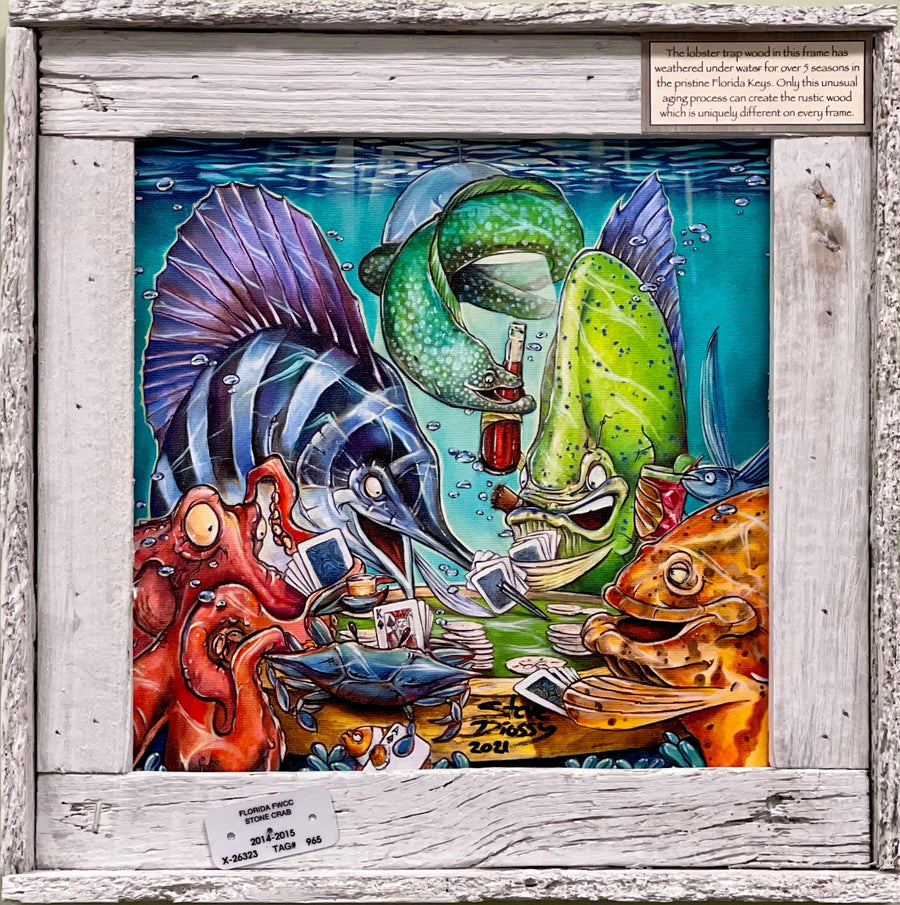 Lobster Trap Framed Mini Canvas - Steve Diossy Marine Artist