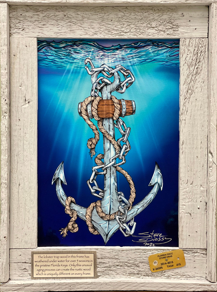 "Anchors Aweigh" Lobster Trap Framed Mini-Canvas