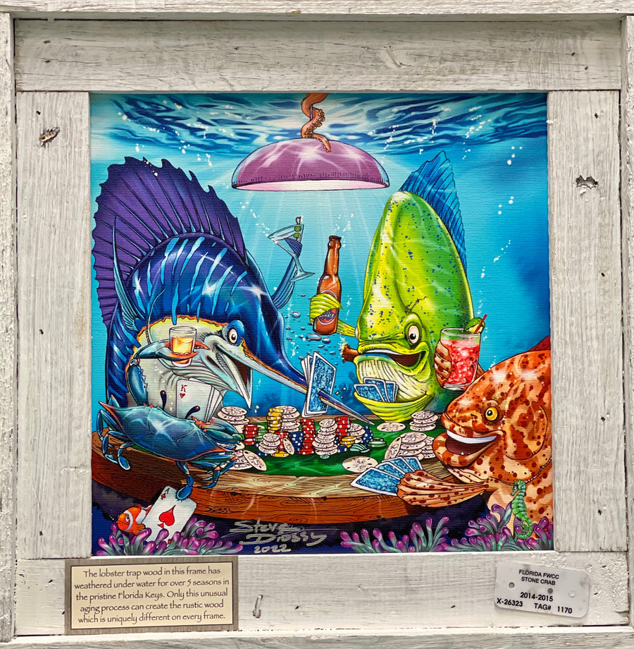 "Poker Fish" Lobster Trap Framed Mini-Canvas