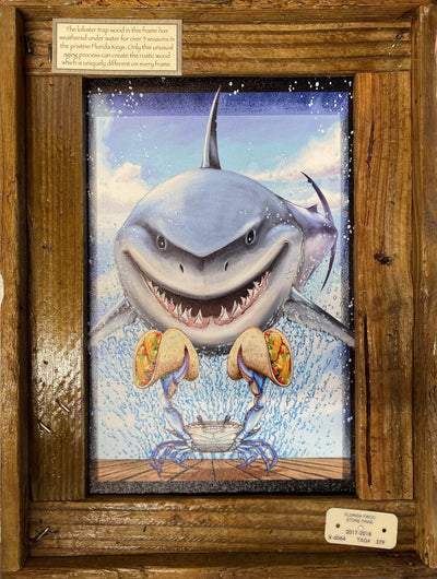 "Taco Toothday" Authentic Lobster Trap Frame with Mini-Canvas Giclee