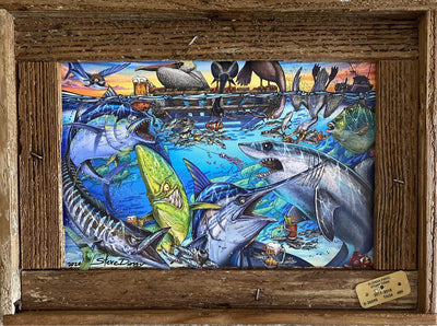 "Under the Boardwalk" Lobster Trap Framed Mini-Canvas