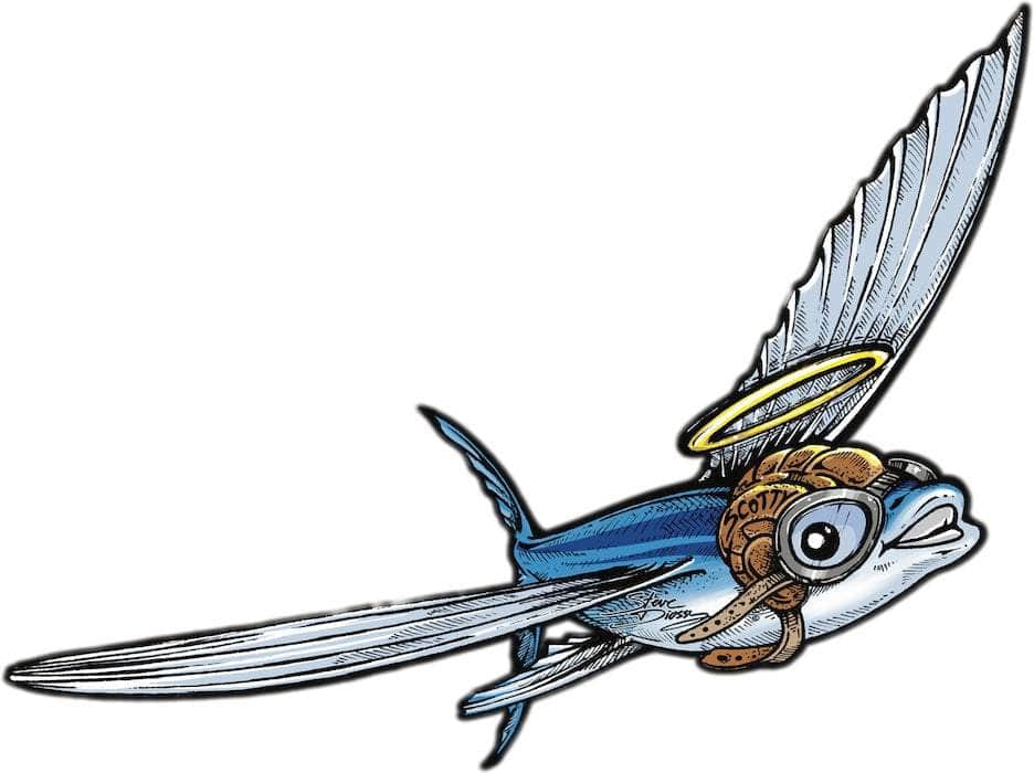 Flying Fish Mini Die-Cut Sticker | Steve Diossy Marine Artist - Steve ...